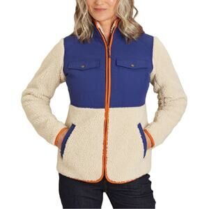 Duluth Women's Sherpa Blue Cream Colorblock Full Zip Jacket Medium Item 85806